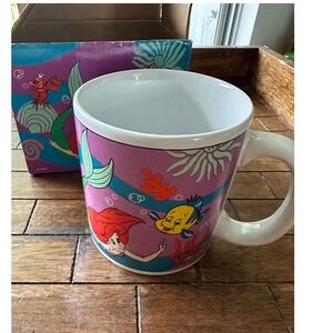 Vintage Disney The Little Mermaid Ariel Flounder Sebastian Coffee Mug with Box